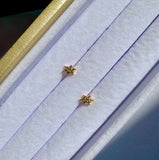 18k Gold CZ flower stud earrings