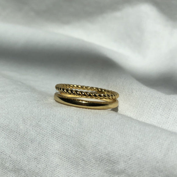 18k Gold double stack ring