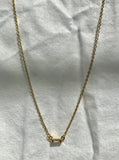 18k Gold  dainty single stud necklace