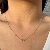 18k Gold  dainty single stud necklace